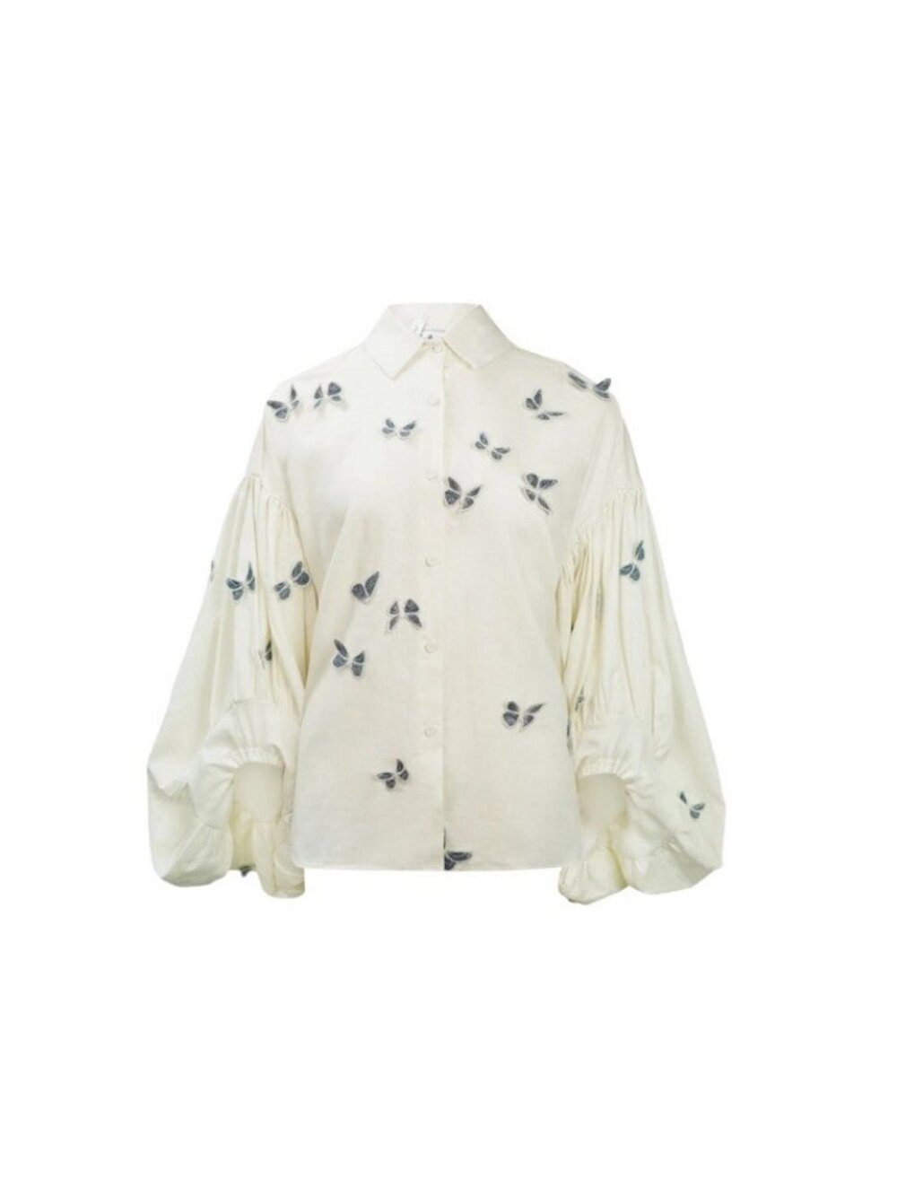 NWT Miss Rosier Ophélie White Butterfly Embroidered Shirt Sz S